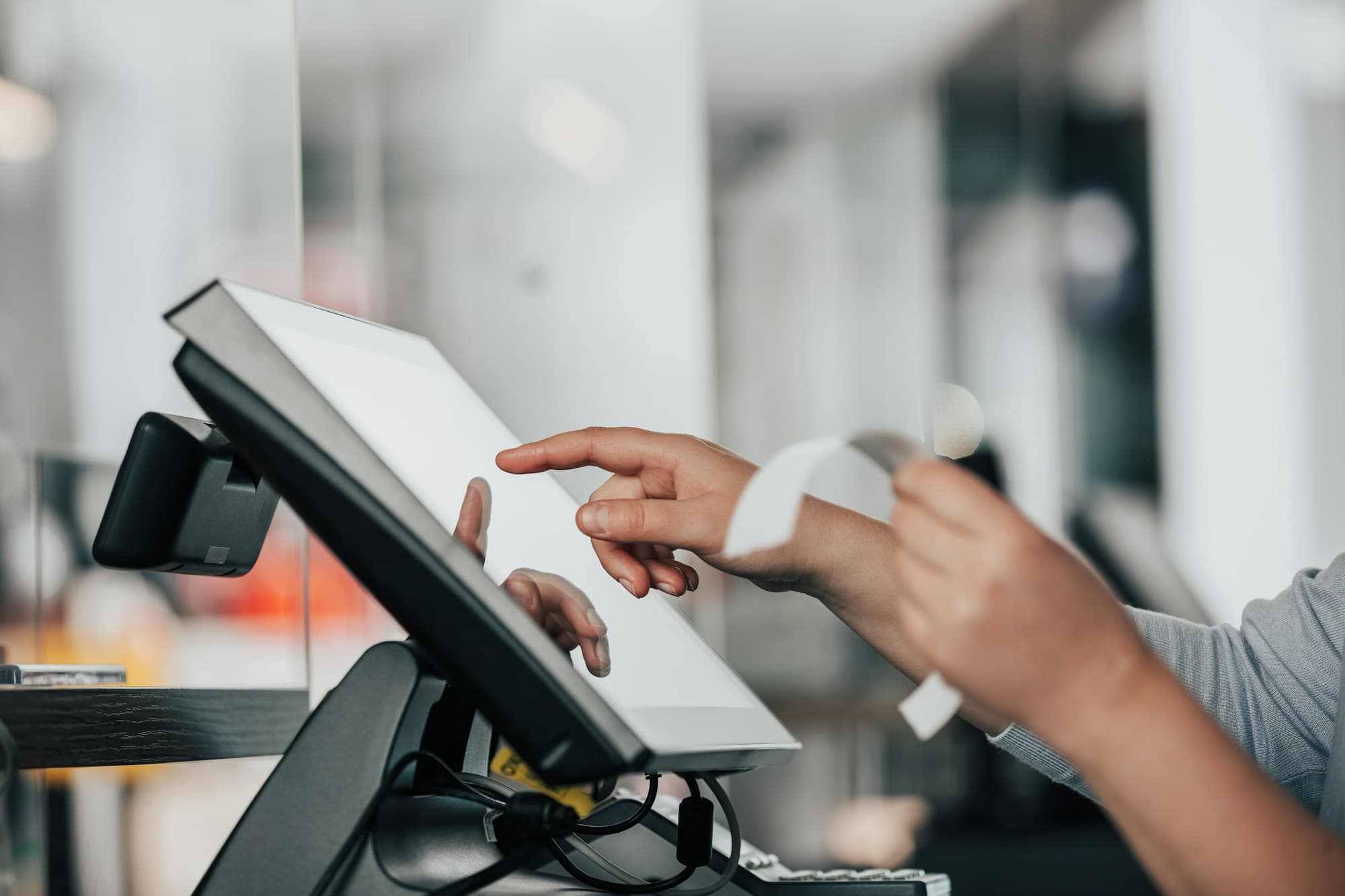 Restaurant point-of-sale terminal in active use